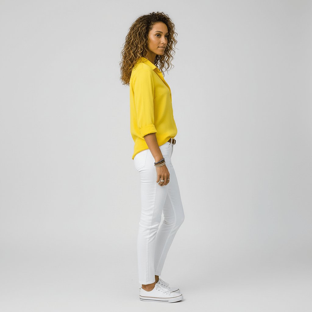 Elin | Dames Relaxed-Fit Lange Mouw Blouse Overhemdkraag Knoopsluiting