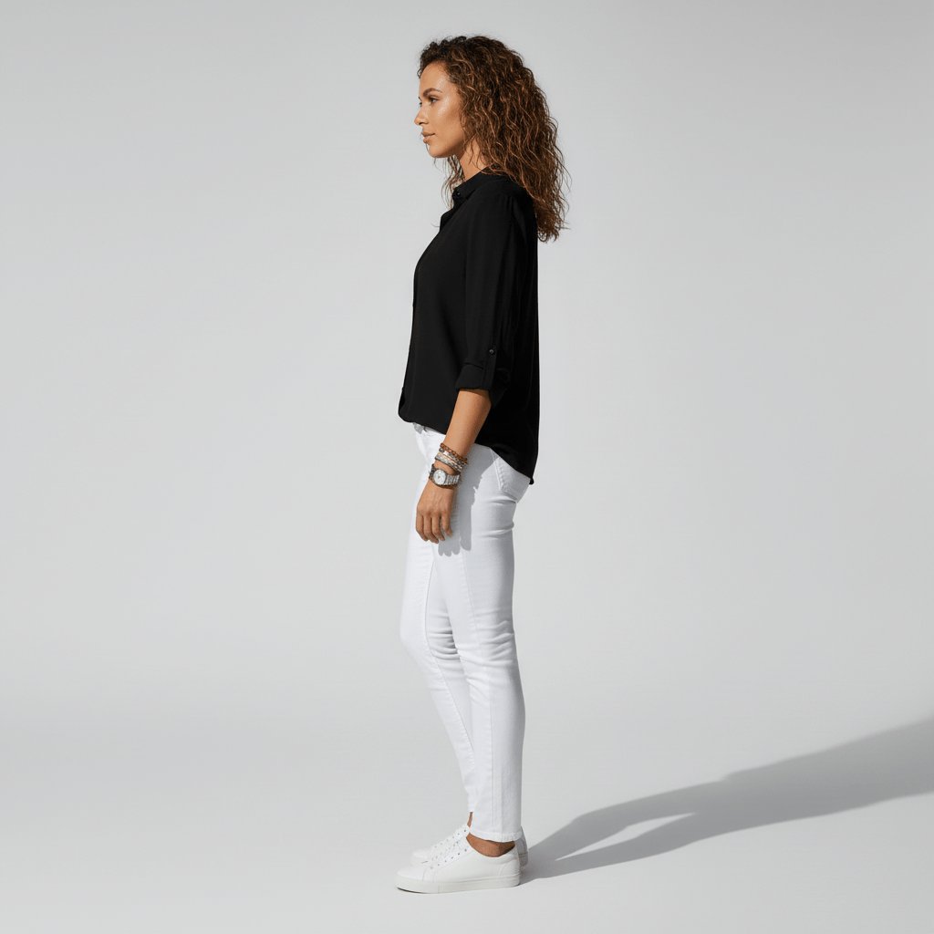 Elin | Dames Relaxed-Fit Lange Mouw Blouse Overhemdkraag Knoopsluiting