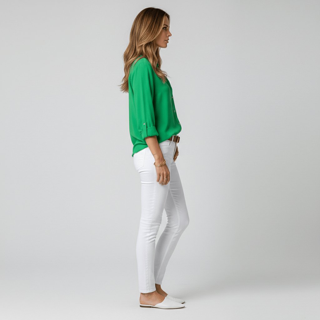 Elin | Dames Relaxed-Fit Lange Mouw Blouse Overhemdkraag Knoopsluiting