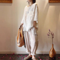 Sophie | Dames Relaxed-Fit Linnen Tunic met Opgestikte Zakken
