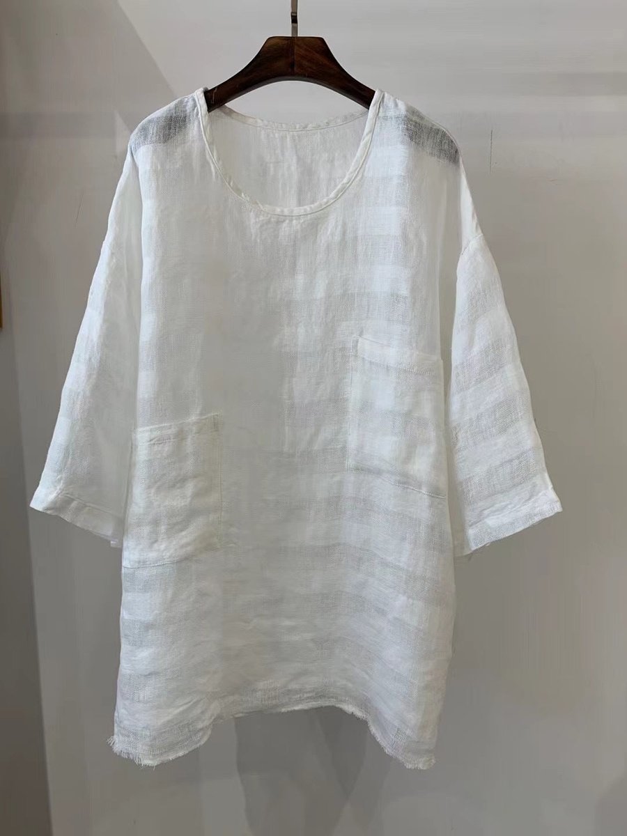 Sophie | Dames Relaxed-Fit Linnen Tunic met Opgestikte Zakken