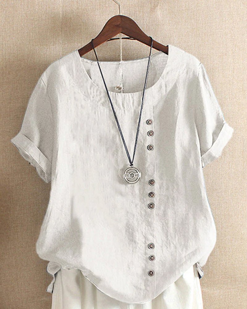 Elin | Dames Relaxed-Fit Linnen Tuniek Top met Knopendetail