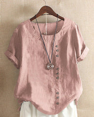 Elin | Dames Relaxed-Fit Linnen Tuniek Top met Knopendetail