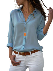 Yara | Dames Relaxed-Fit Luchtige Knoop Blouse met Oprolbare Mouwen