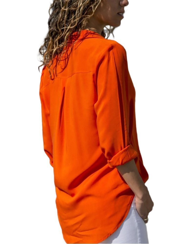 Yara | Dames Relaxed-Fit Luchtige Knoop Blouse met Oprolbare Mouwen