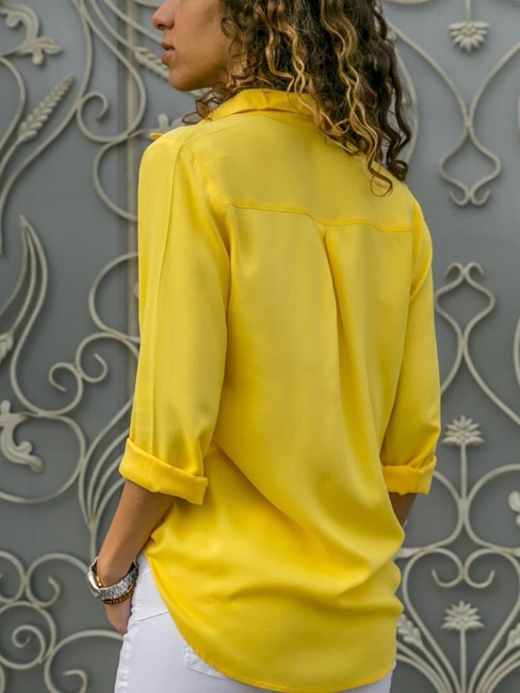 Yara | Dames Relaxed-Fit Luchtige Knoop Blouse met Oprolbare Mouwen
