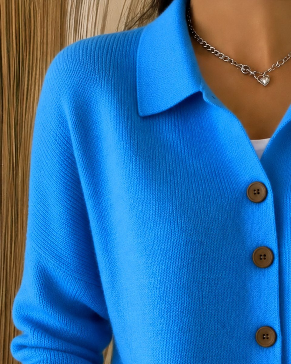 Tessa | Dames Relaxed-Fit Polokraag Knoopsluiting Gebreide Cardigan