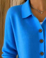 Tessa | Dames Relaxed-Fit Polokraag Knoopsluiting Gebreide Cardigan