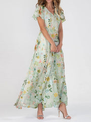 Anna | Dames Romantische Bloemenjurk V-Hals Maxi