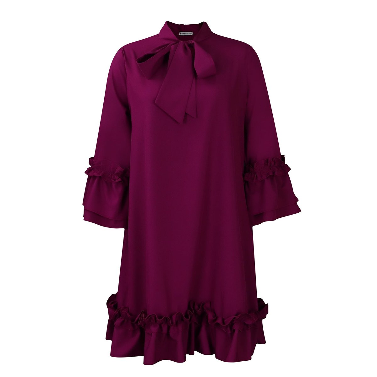 Anna | Dames Ruches Strikkkraag Tunic Jurk Driekwart Mouw