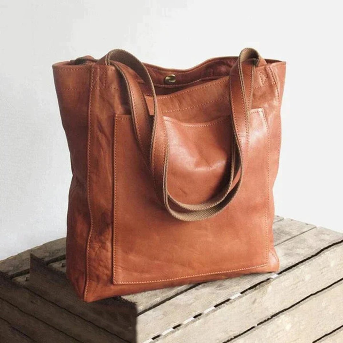 Sara | Dames Ruime Leren Tote Bag Klassiek Schoudertas
