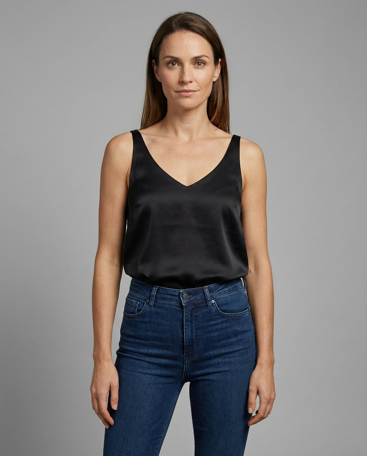 Lisa | Dames Satijn V-hals Brede Bandjes Camisole Top