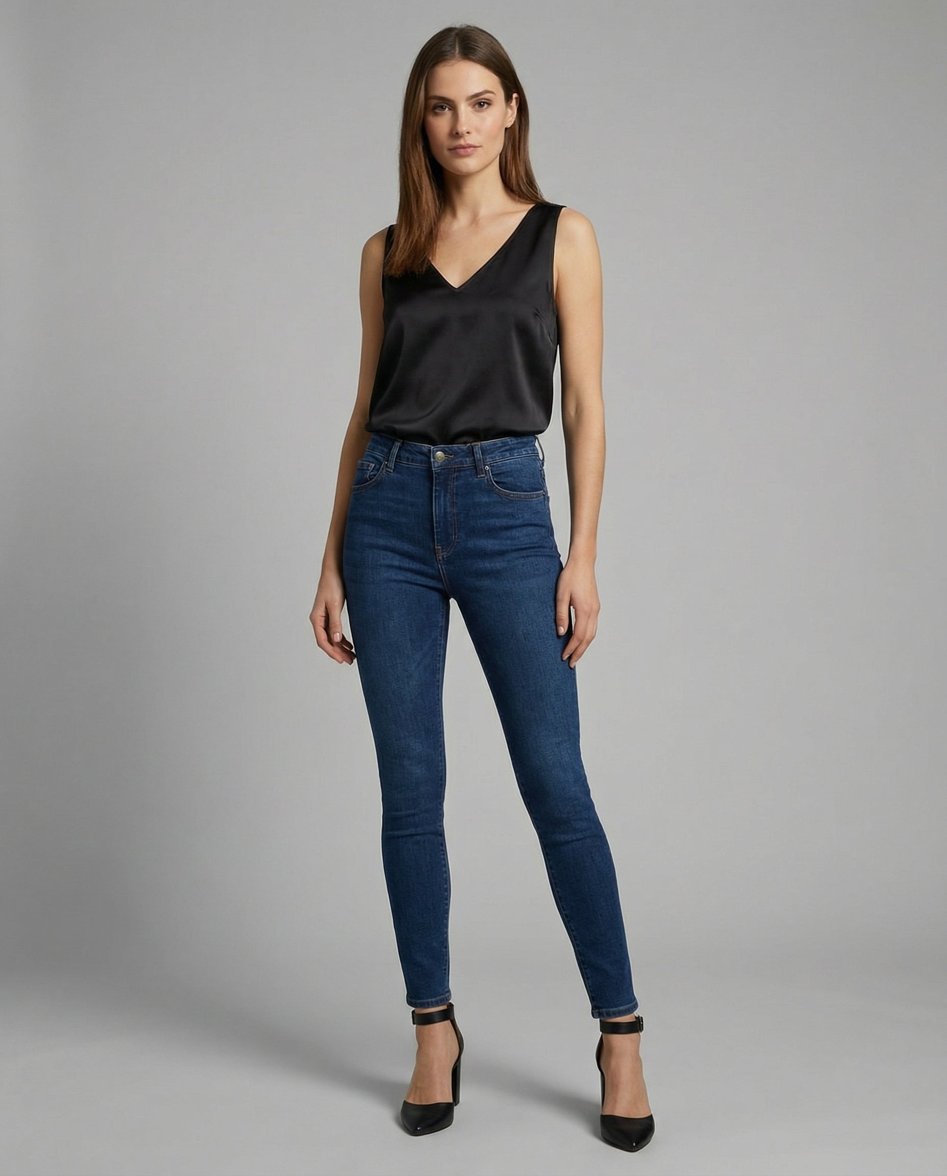 Lisa | Dames Satijn V-hals Brede Bandjes Camisole Top