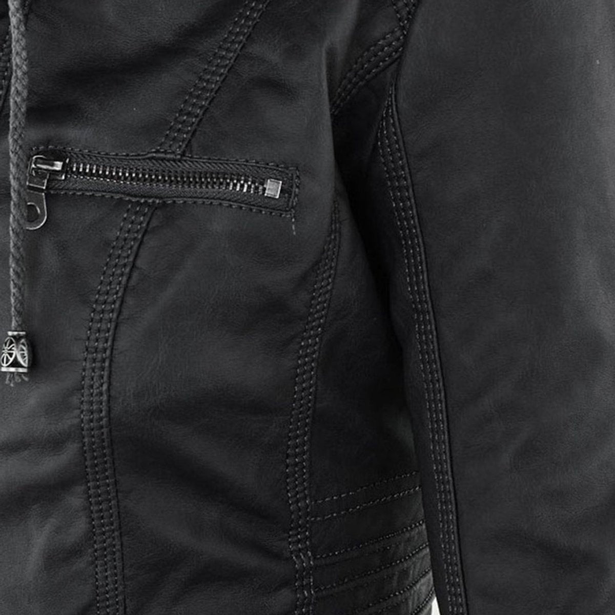 Femke | Dames Slim-Fit Kunstleren Motorjas Afneembare Capuchon