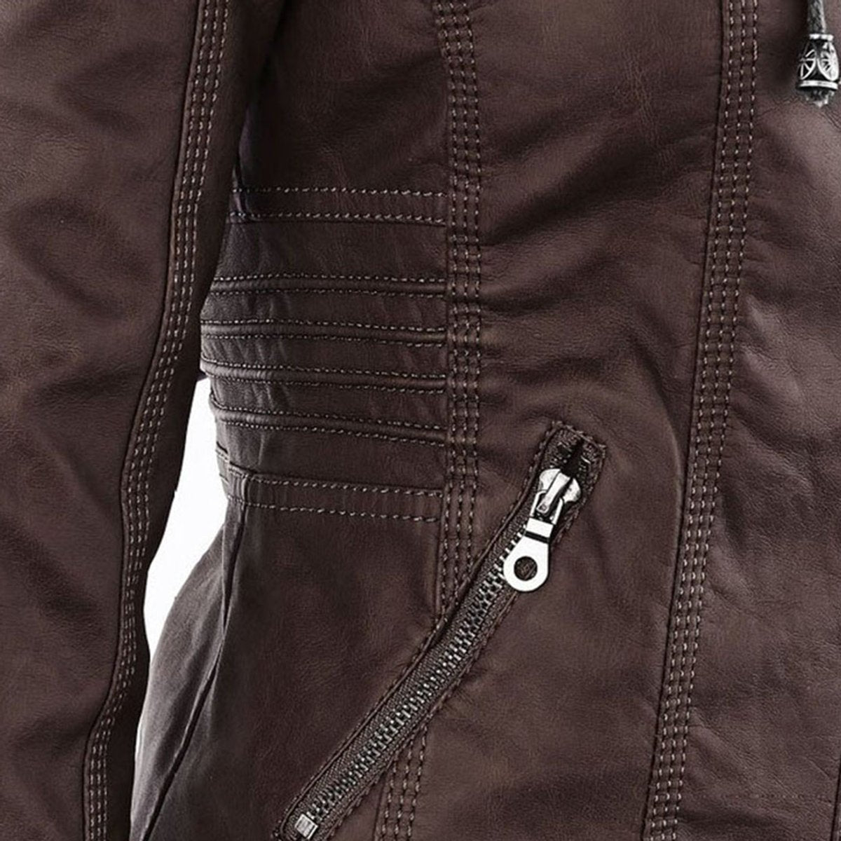 Femke | Dames Slim-Fit Kunstleren Motorjas Afneembare Capuchon