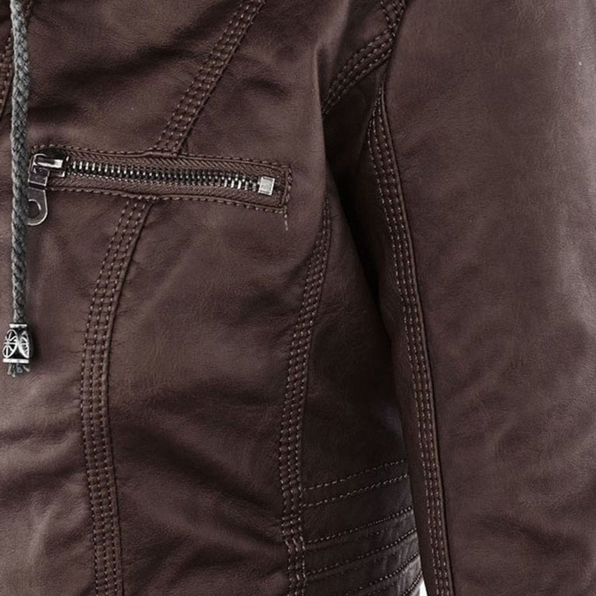Femke | Dames Slim-Fit Kunstleren Motorjas Afneembare Capuchon