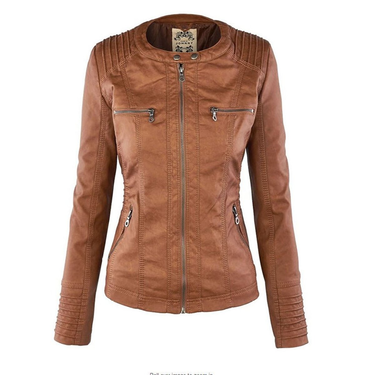 Femke | Dames Slim-Fit Kunstleren Motorjas Afneembare Capuchon