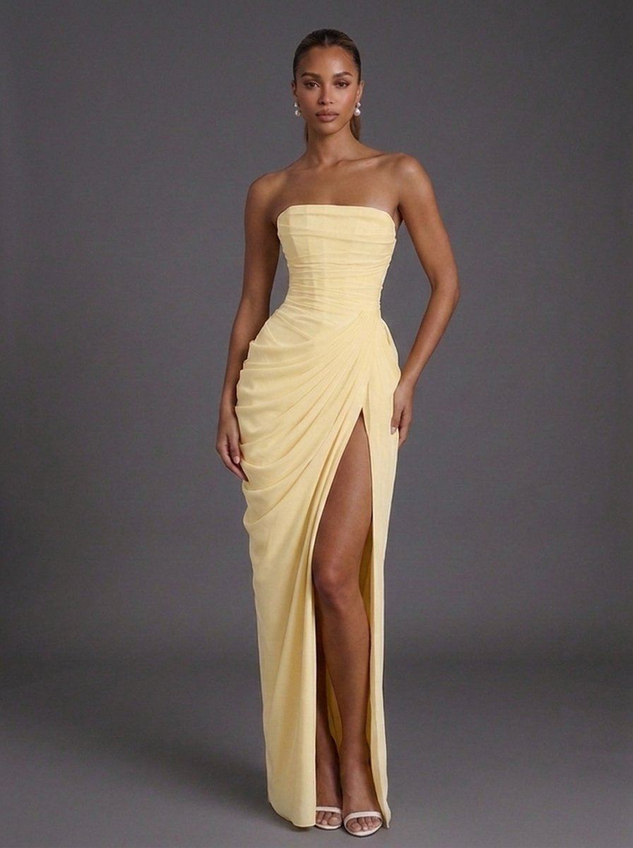Lisa | Dames Strapless Corset Maxi Jurk met Split