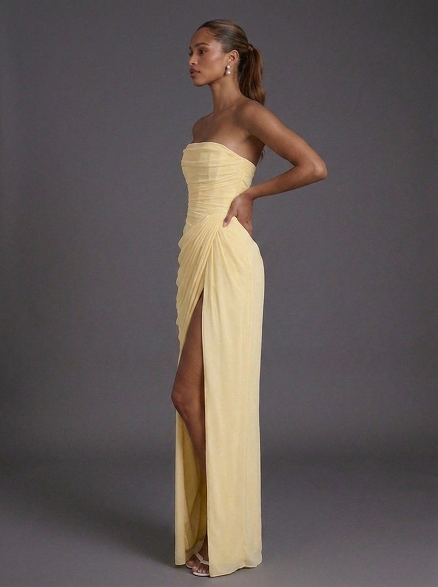 Lisa | Dames Strapless Corset Maxi Jurk met Split