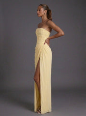Lisa | Dames Strapless Corset Maxi Jurk met Split