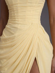 Lisa | Dames Strapless Corset Maxi Jurk met Split