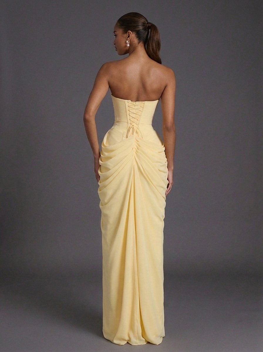 Lisa | Dames Strapless Corset Maxi Jurk met Split