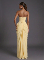 Lisa | Dames Strapless Corset Maxi Jurk met Split
