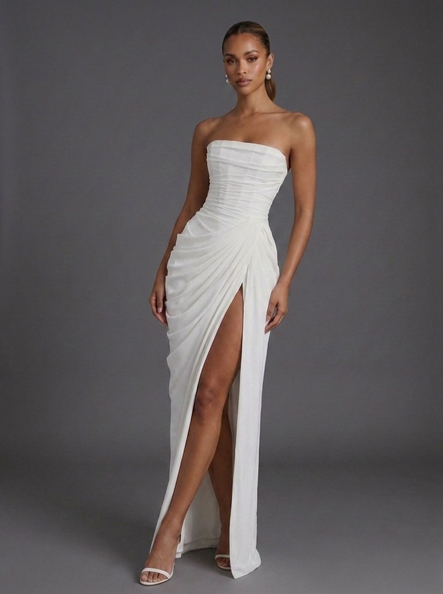 Lisa | Dames Strapless Corset Maxi Jurk met Split