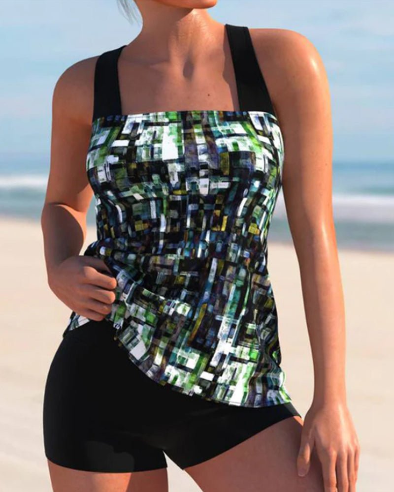 Lisa | Dames Stretch Tankini Set Korte Broek Zwemkleding