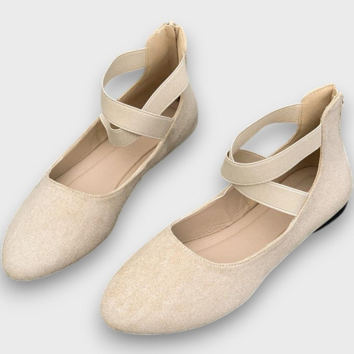Anna | Dames Suède Kruisband Sleehak Ballerina Platte Schoenen