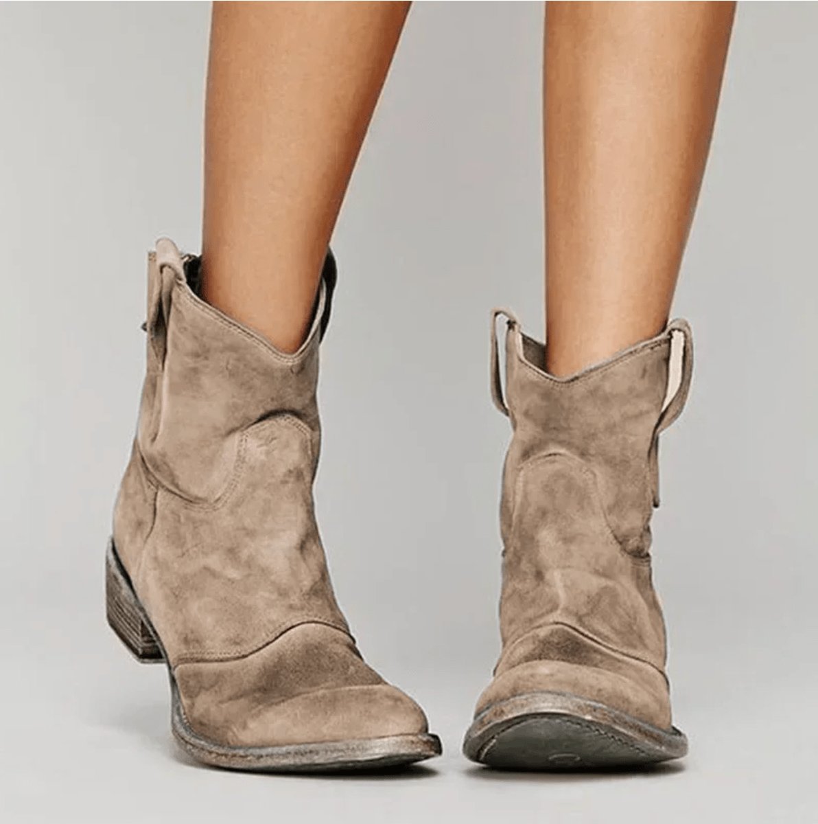 Julia | Dames Suède Western Knee High Boots Platte Hak