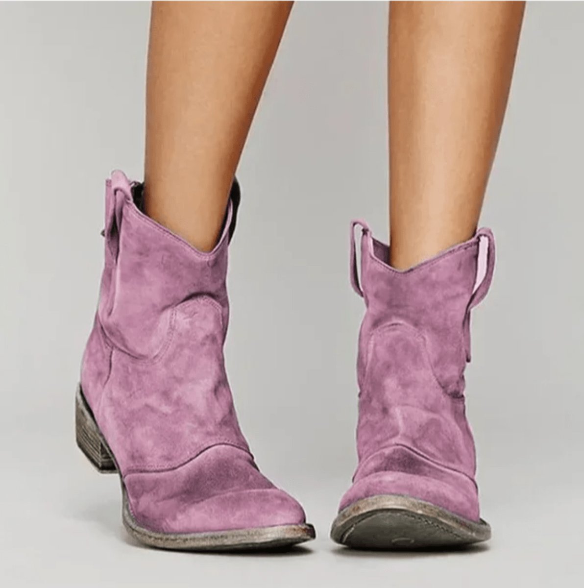 Julia | Dames Suède Western Knee High Boots Platte Hak