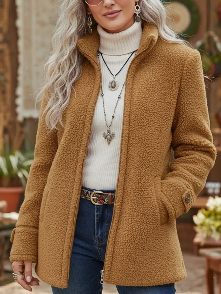 Lotte | Dames Teddy Fleece Rits Women Coat Staande Kraag