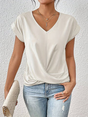 Julia | Dames V-hals Gedraaid Kortmouw T-shirt