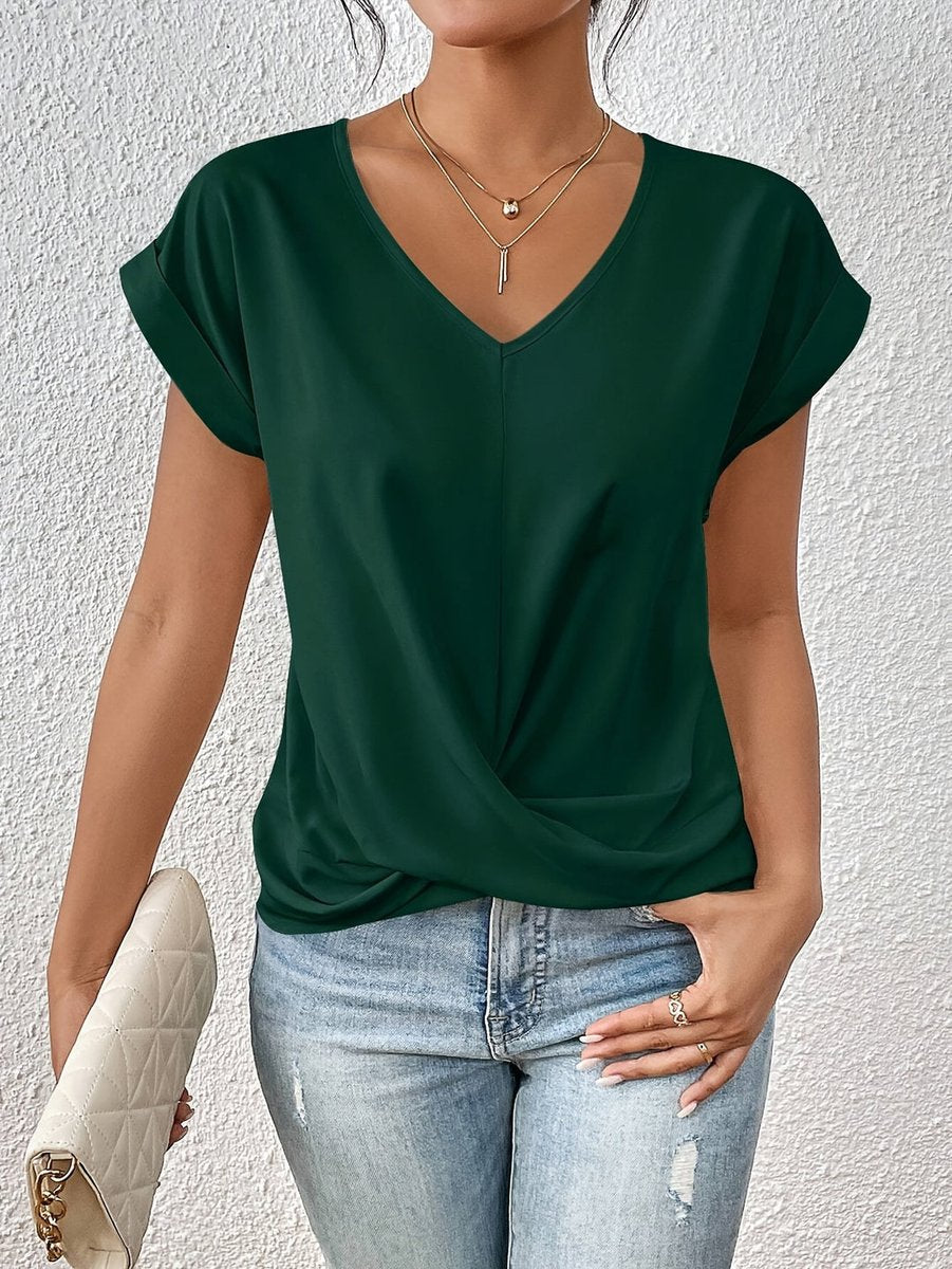 Julia | Dames V-hals Gedraaid Kortmouw T-shirt