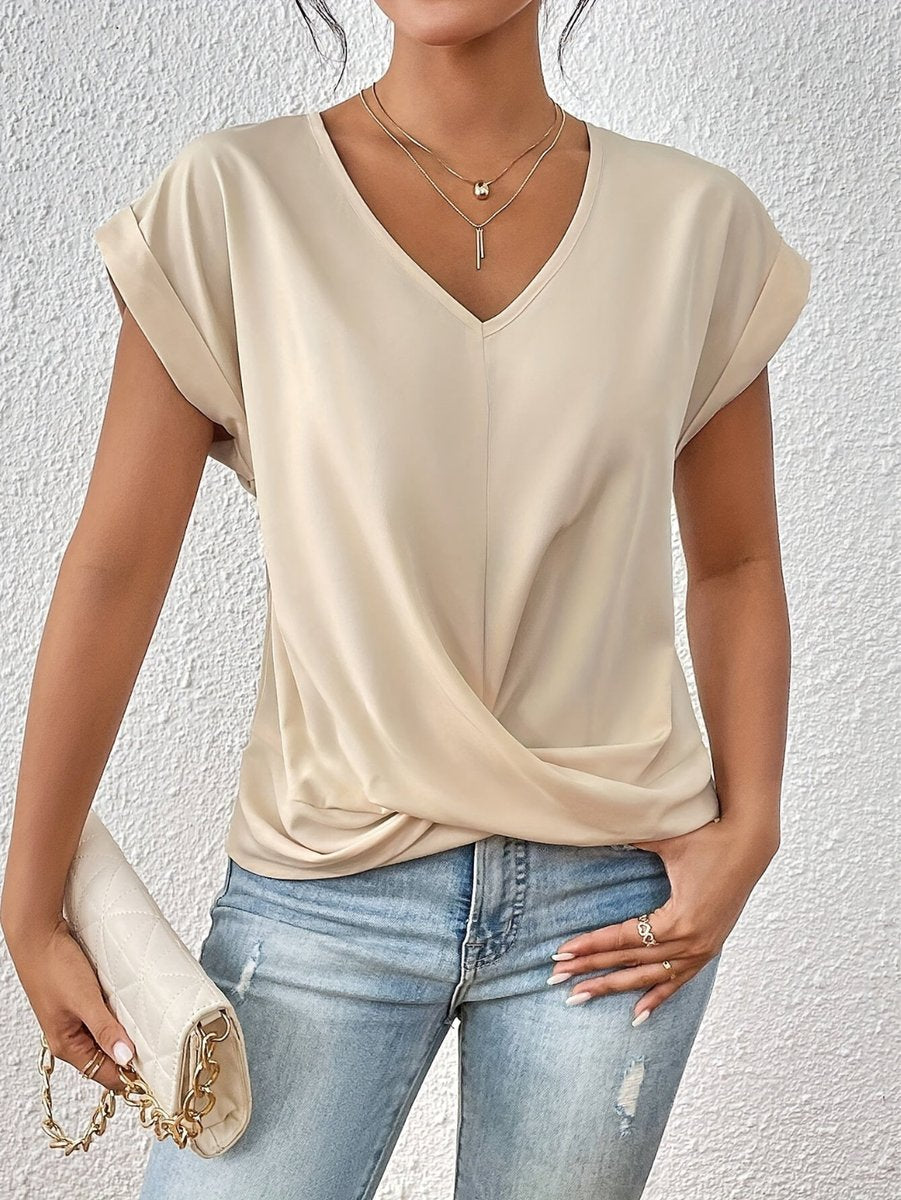 Julia | Dames V-hals Gedraaid Kortmouw T-shirt