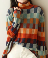 Sanne | Dames Veelkleurig Geruit Coltrui Knit Sweater