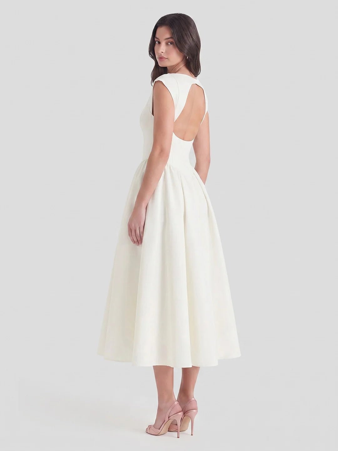 Elin | Dames Vintage Bateau-Hals Midi Satijn Jurk