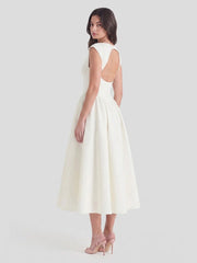 Elin | Dames Vintage Bateau-Hals Midi Satijn Jurk