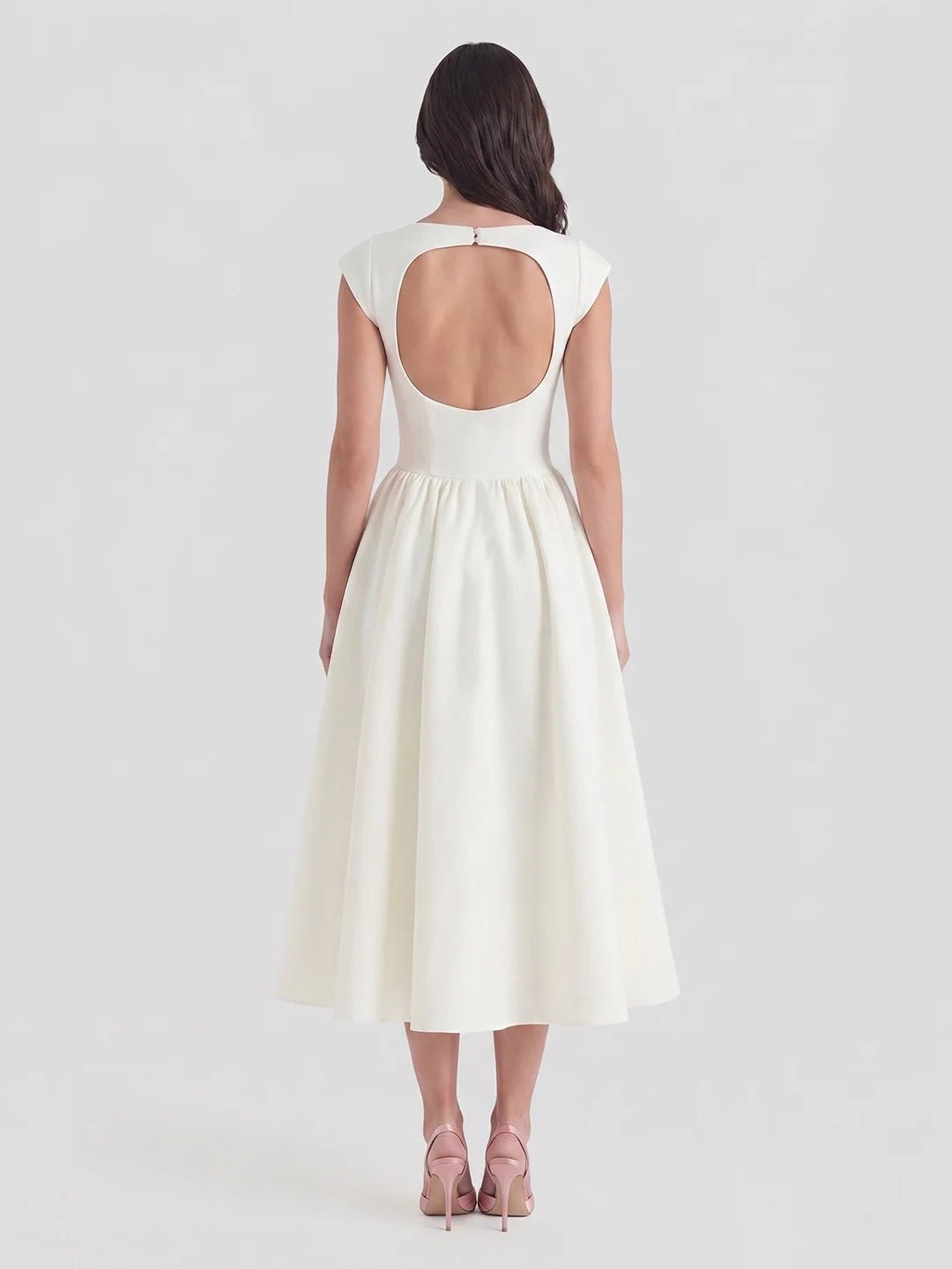 Elin | Dames Vintage Bateau-Hals Midi Satijn Jurk