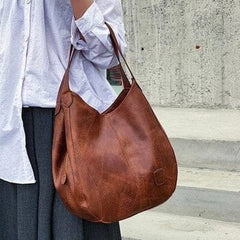 Lisa | Dames Vintage Leren Schoudertas Ruime Hobo Handtas