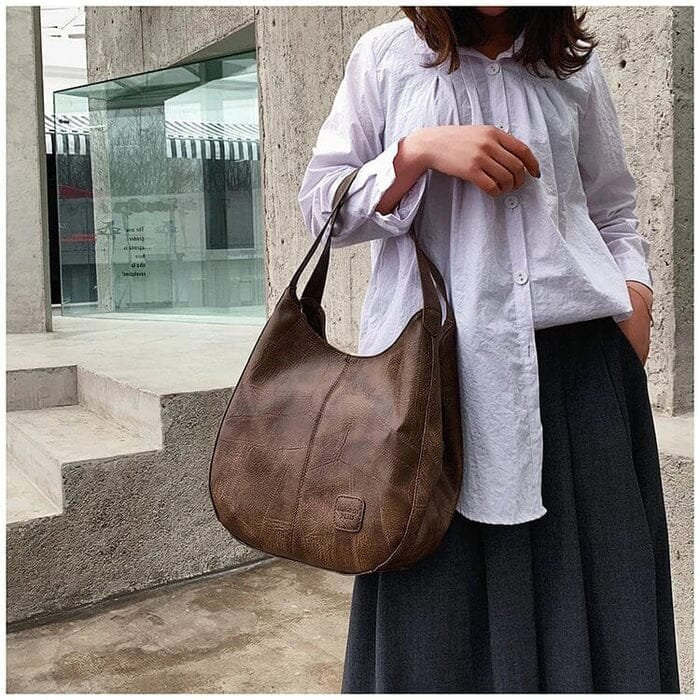 Lisa | Dames Vintage Leren Schoudertas Ruime Hobo Handtas