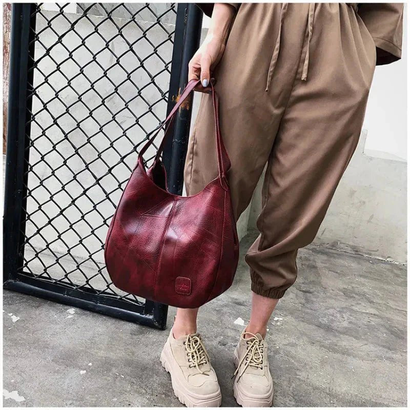 Lisa | Dames Vintage Leren Schoudertas Ruime Hobo Handtas