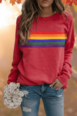 Emma | Dames Vintage Regenbooggestreepte Relaxed-Fit Sweatshirt