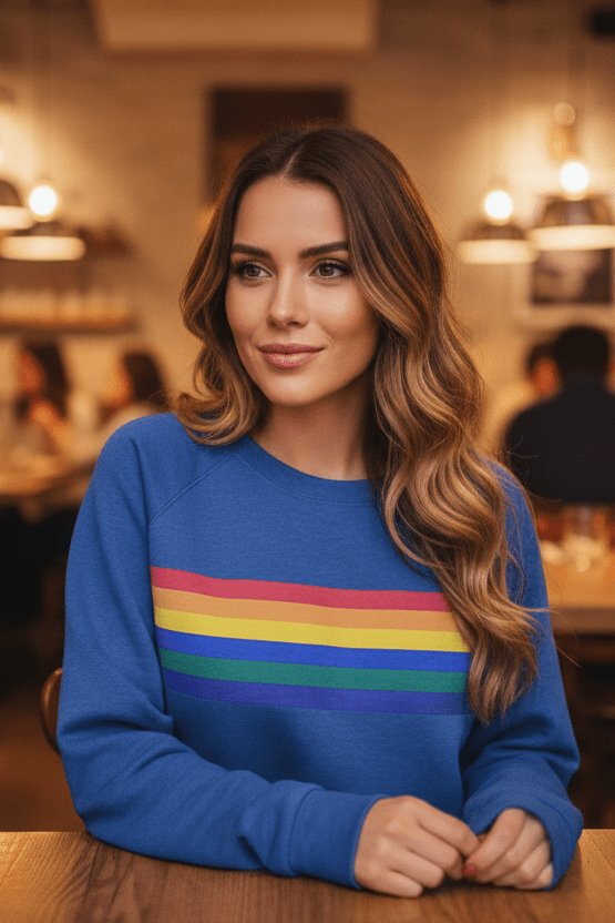 Emma | Dames Vintage Regenbooggestreepte Relaxed-Fit Sweatshirt