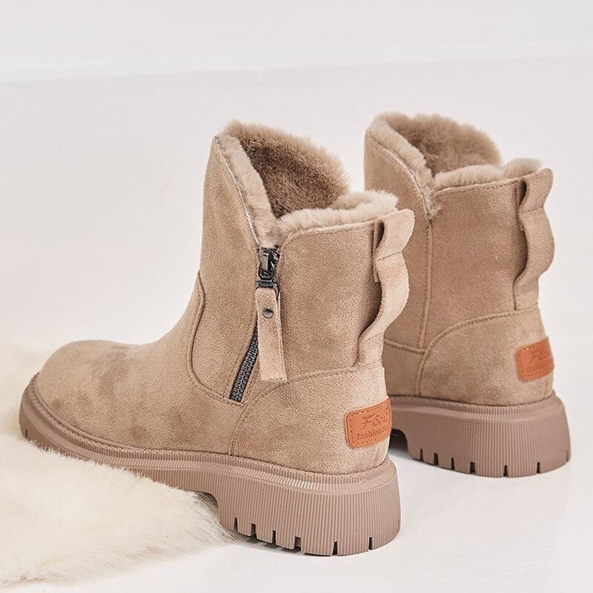 Sara | Dames Warme Gevoerde Suède Slip-On Ankle Boots