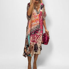 Emma | Dames Wijd Uitlopende Grafisch Bedrukte V-hals Tunic