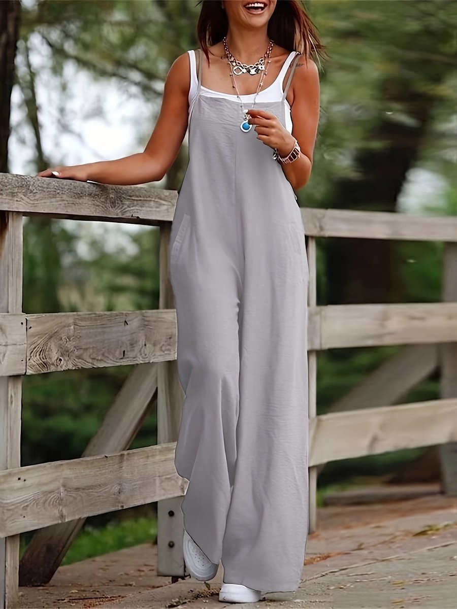 Lotte | Dames Wijdbeense Linnen Mouwloze Tuinbroek Jumpsuit