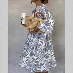 Mila | Dames Wijdvallende Bloemenprint Tunic Jurk