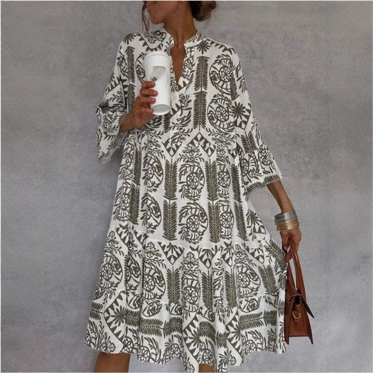 Mila | Dames Wijdvallende Bloemenprint Tunic Jurk